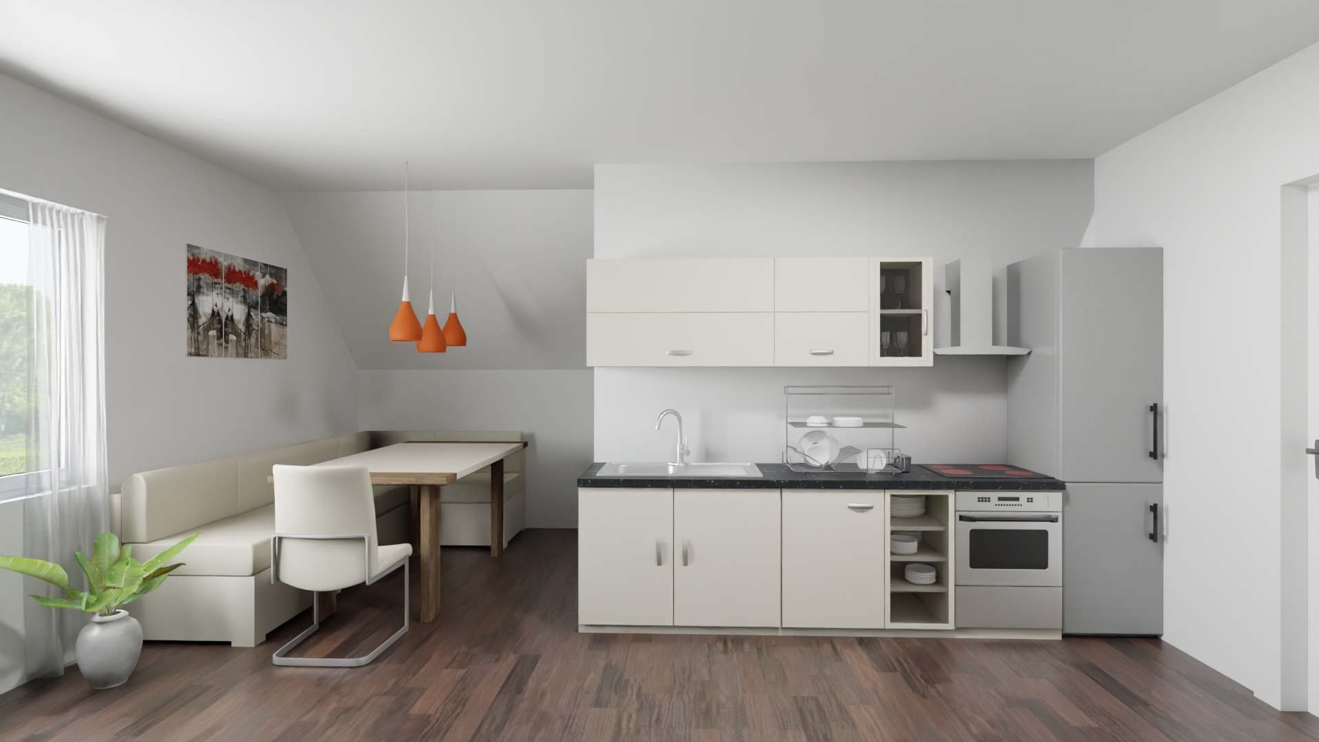 Offene Wohnküche im DG